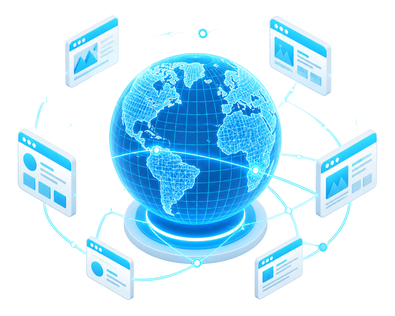 Wireframe globe illustrating the global reach of the NexusAd network